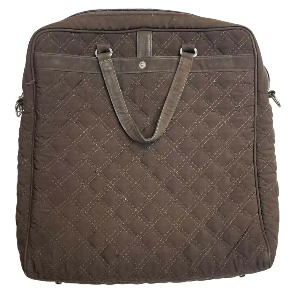 Vera Bradley Brown Quilted Laptop Messenger Bag Briefcase Floral Lined